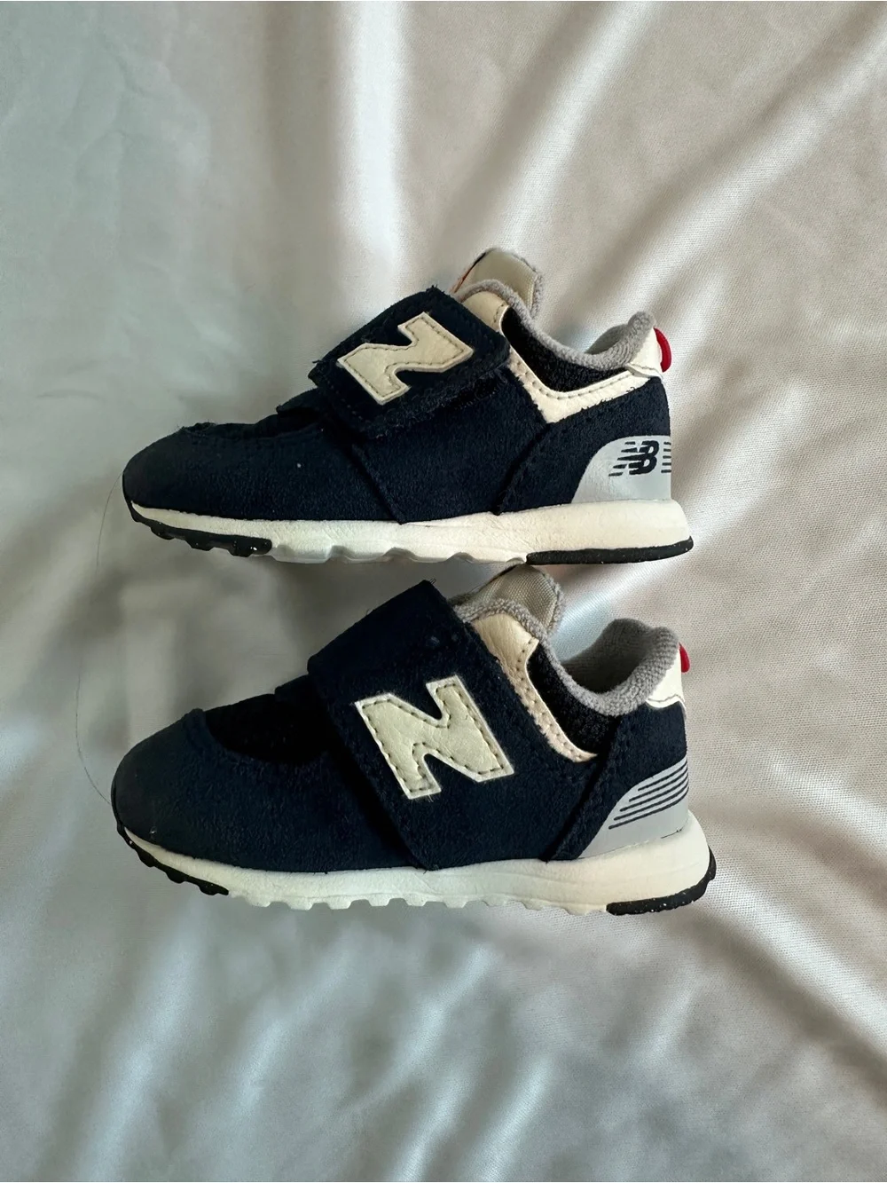 New Balance 574 Navy & White Baby Velcro Sneakers